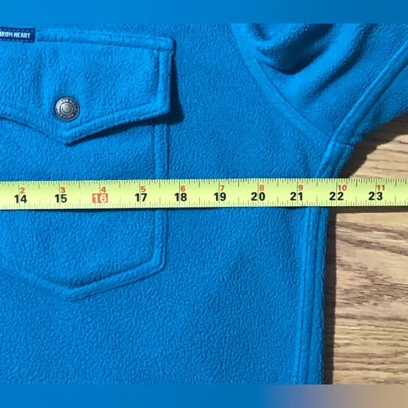 Iron Heart CPO Micro Fleece Flannel Shirt Mens XL Button Up Turquoise Blue - Picture 5 of 10